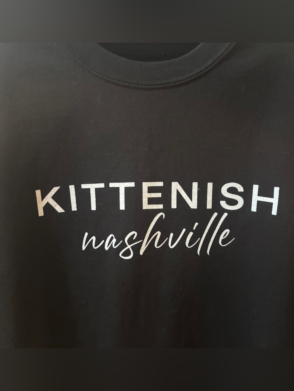 Kittenish Black Crewneck with White Nashville Logo - Picture 3 of 4